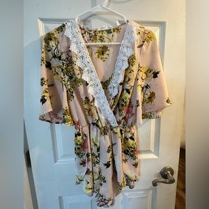 Light pink floral romper